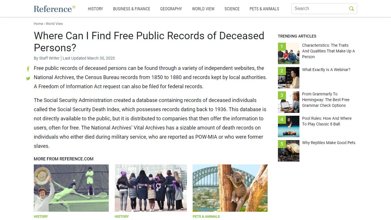 Where Can I Find Free Public Records of Deceased Persons? - Reference.com